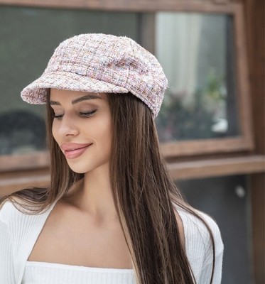 Tweed Newsboy Cap Hat for Women Metallic Details NWT