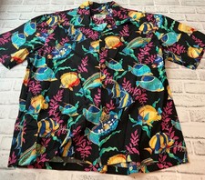 9th Wave Hawaiian Shirt Men's XXL 2X Made In USA Colorful Fish 100% Cotton