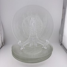 Vintage Arcoroc France Set of 6 Glass Side Plates Corn on the Cob Design 20cm