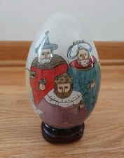 Hand Blown Christmas Painted Glass Egg Three Wisemen 1991 Treasured Visions