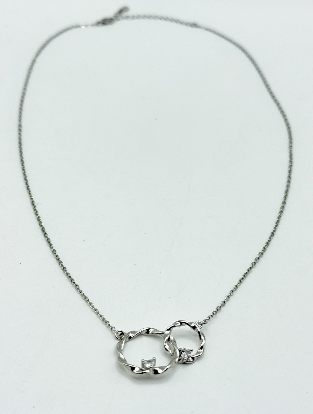 Sterling Silver Interlocking Double Circle Neckla… - image 5