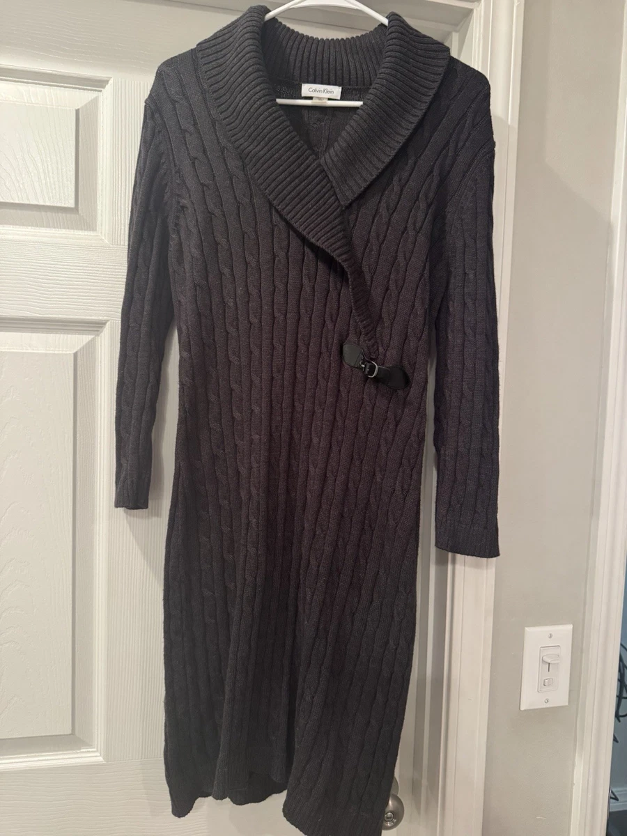grey calvin klein sweater dress Calvin Klein Women's Metallic Sweater Dress (XL, Tin Heather)