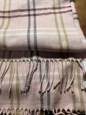 Cejon Made in Italy Women’s Pink Plaid Fringe Scarf 11″ x ~64″ Warm Cozy Rose