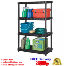 4-Tier Heavy Duty Resin Shelving Unit 600lb Capacity Ventilated Garage Storage