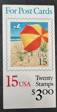 2443 Beach scene umbrella ocean US stamp bklt. 20 MINT NH BK170 1990 Wedding