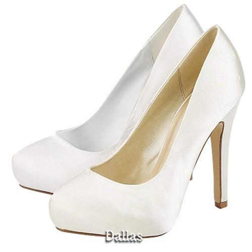 LADIES WEDDING SHOES WOMENS HIGH HEELS PROM SATIN BRIDAL WHITE IVORY COURT  SHOES | eBay