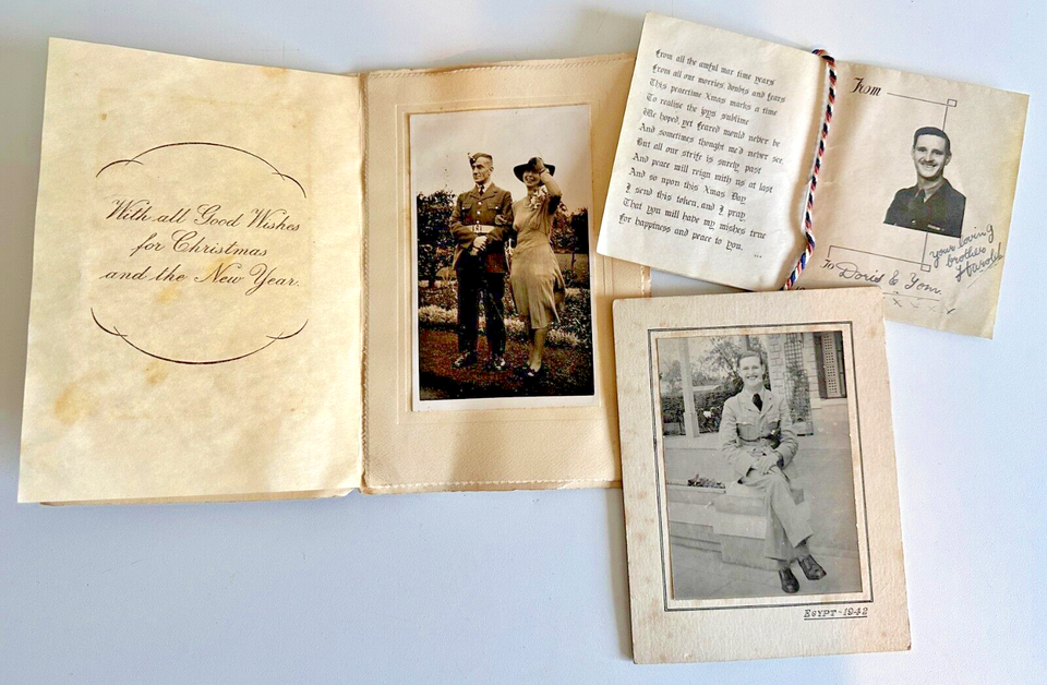 WW2 RAF CHRISTMAS CARDS X2 BOTH WITH UNIFORM PHOTOS. NICE ORIGINAL 1941