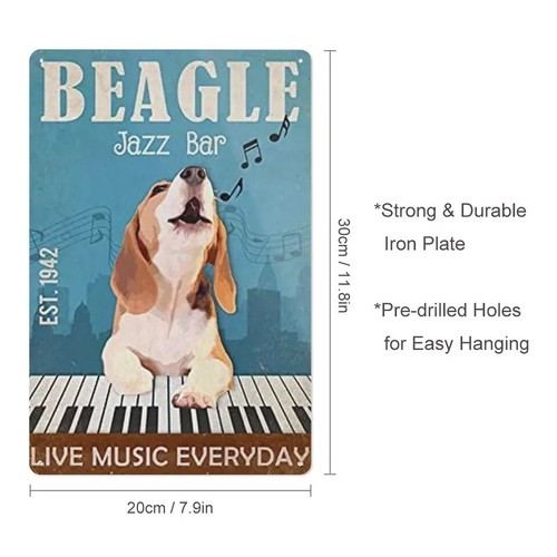 Signs Beagle Dog Jazz Bar Tin Metal Hanging Props Home Wall Art Decor 8 x 12 new - Picture 2 of 3
