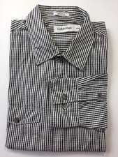 Calvin Klein Men Long Sleeve Shirt Medium Black White Check Cotton