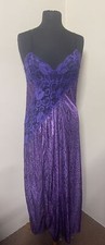 Vintage Nightgown Purple Snakeskin Print with Lace Size M
