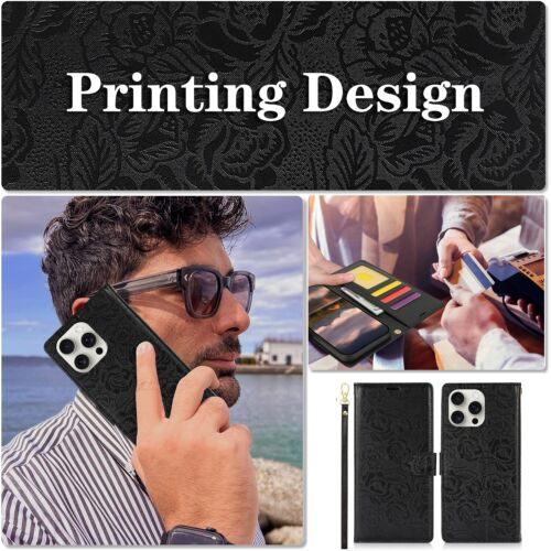 Floral Embossed Wallet Case For Samsung Galaxy S25 S24 S23 S22 S21 S20+ FE Ultra - Picture 11 of 57