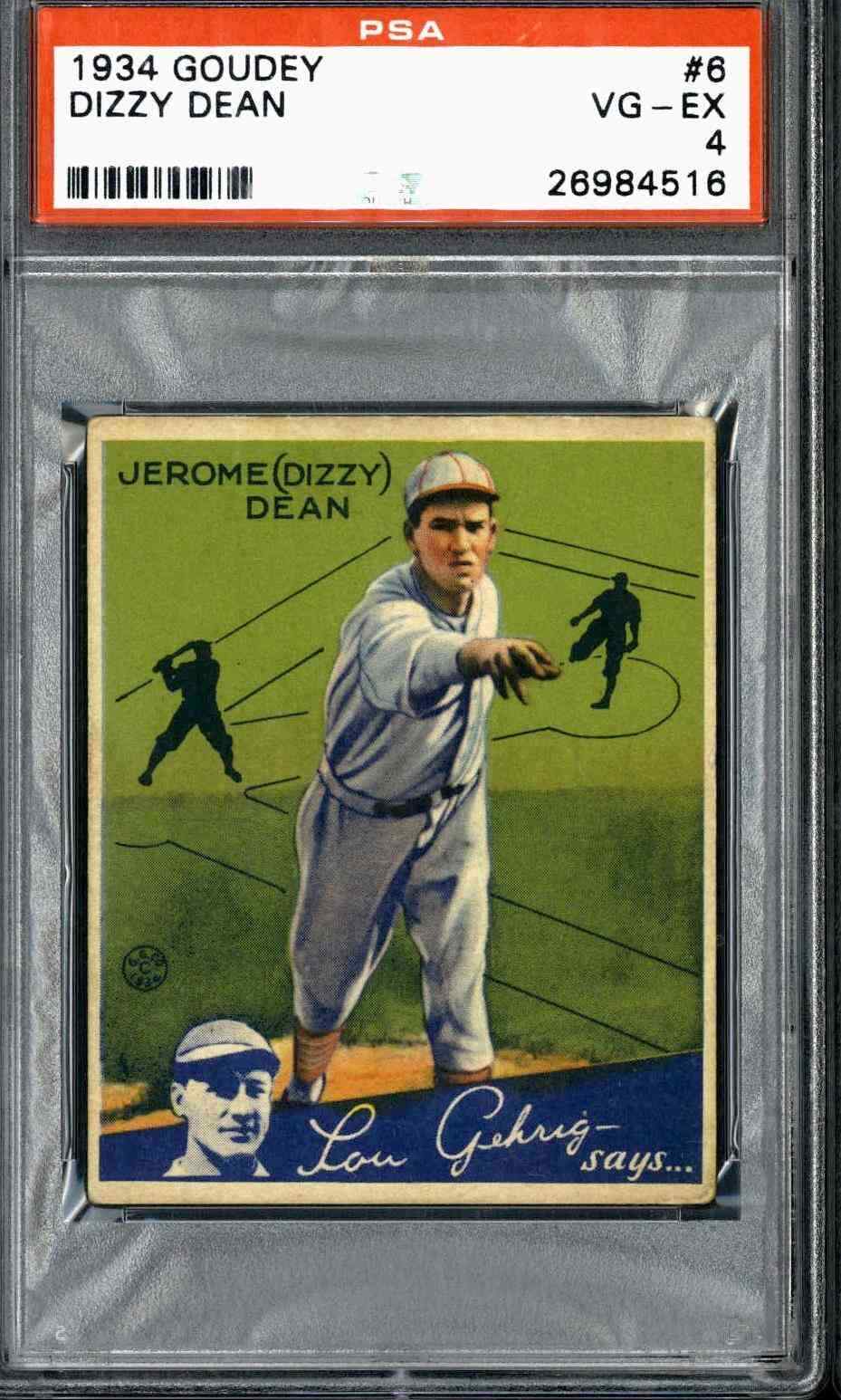 1934 Goudey #6 Dizzy Dean - PSA 4
