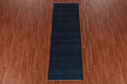 Navy Blue Modern Gabbeh Vegetable Dye Runner Rug Contemporary Handmade Rug 3x8 - Picture 11 of 15