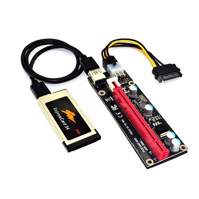 Expresscard Express Card 34mm to PCI-E 16X Riser for Laptop External GPU Card US