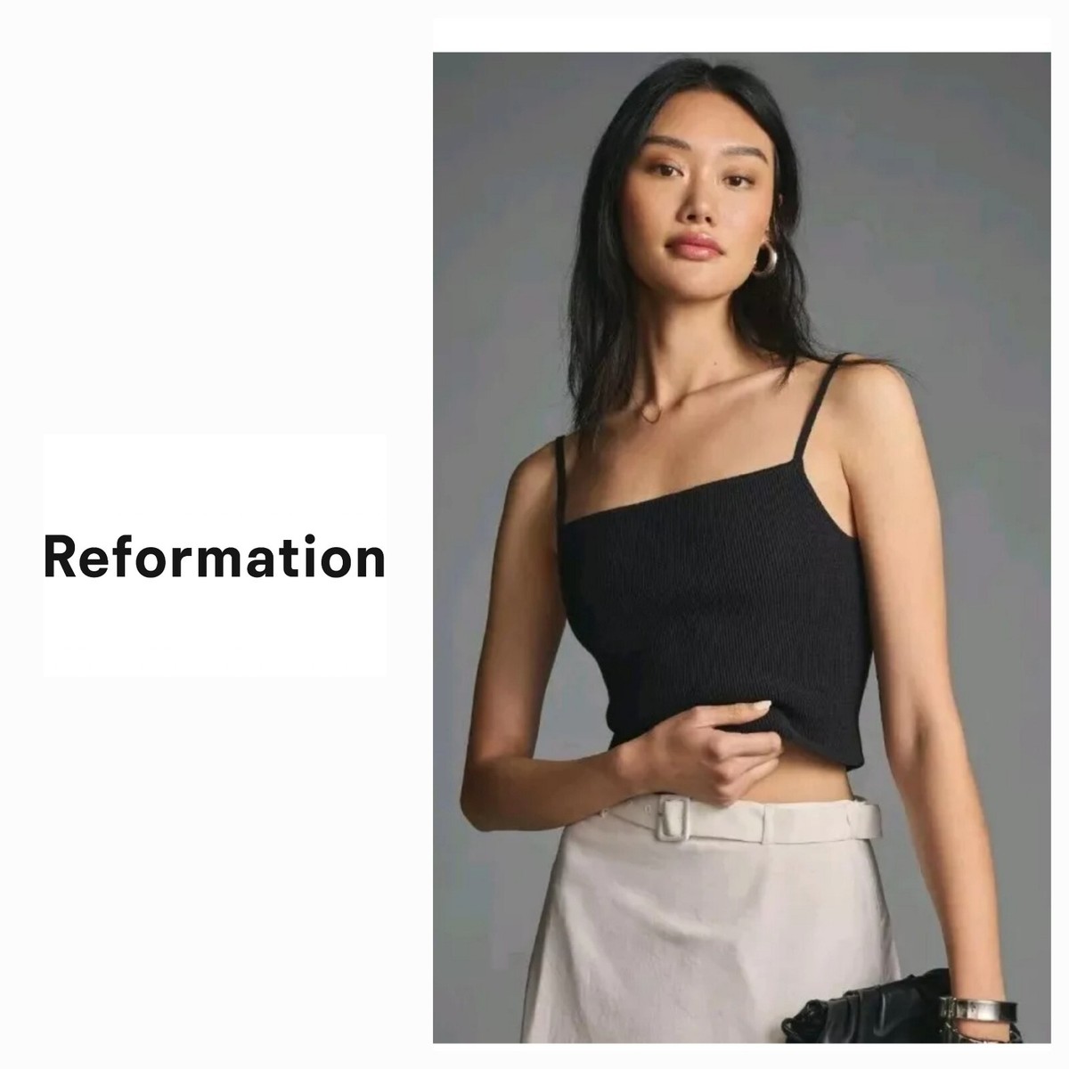 トップス REFORMATION Kemmy Black Top Reformation Else Cutout Cap Sleeve Top | Nordstrom