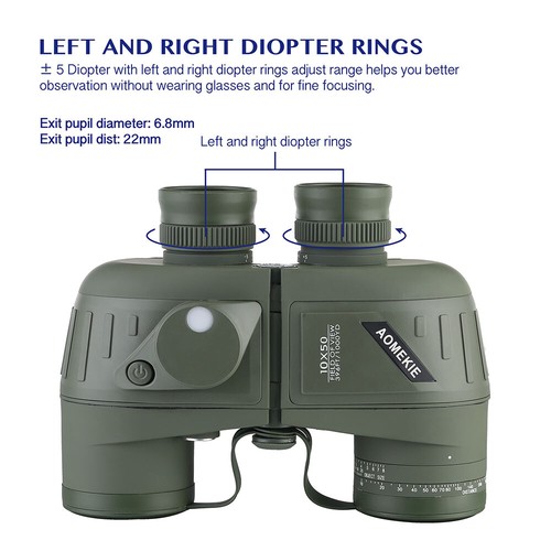 10X50 Binoculars Marine Military Telescope with Compass Rangefinder Waterproof - Picture 8 of 11
