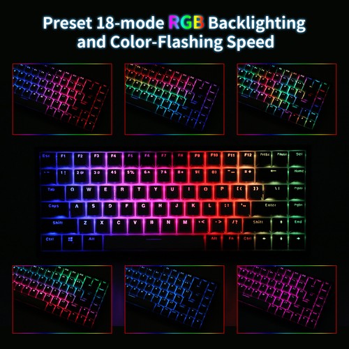 CQ84 Wireless Bluetooth Mechanical Gaming Keyboard with RGB Backlit for PC/Mac - Picture 6 of 45