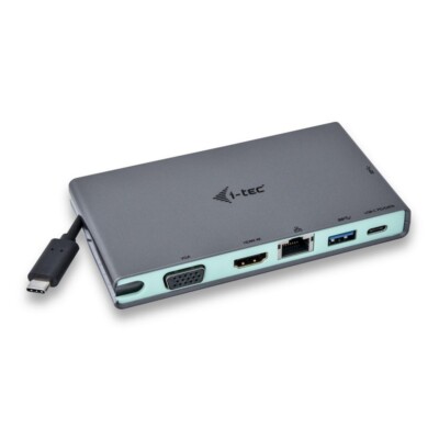 i-Tec USB-C Travel Dock 4K HDMI VGA USB-C-Kabel Power Delivery Silber