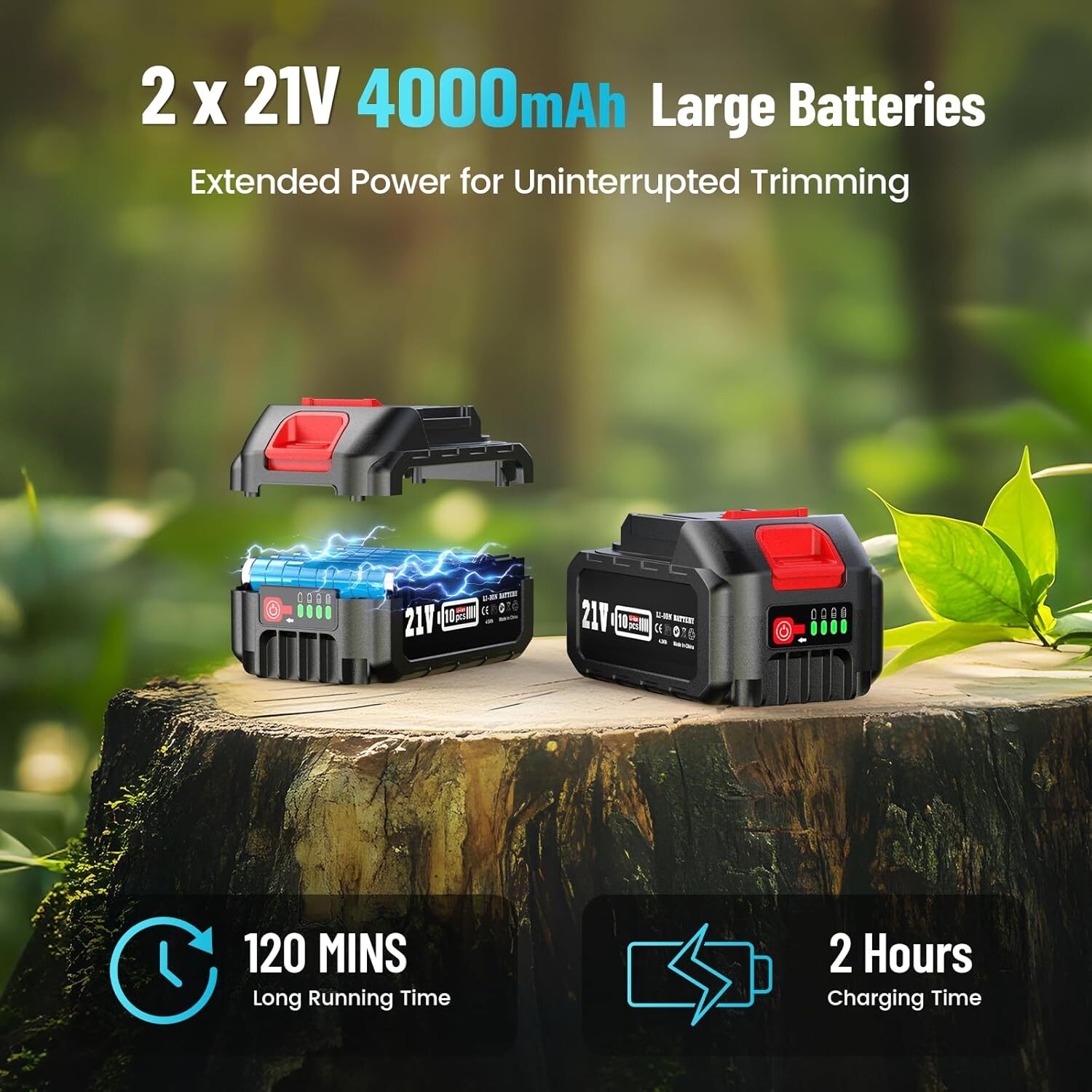 Seesii Cordless Pole Saw Brush Cut Gas Hedge Trimmer Tree Weed 10ft Telescopic