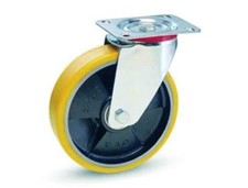 RUOTE INDUSTRIALI IN POLIURETANO NUCLEO GHISA CON PIASTRA ROTANTE  22 ø mm100x25