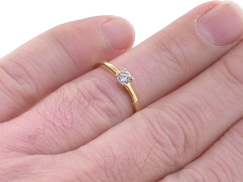 Anillo solitario brillante 585 oro amarillo 14 quilates 1 brillante 0,26 quilates anillo de compromiso - Imagen 5 de 5