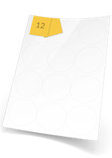 Round Inkjet Transparent A4 Printer Labels. Clear Self Adhesive Stickers
