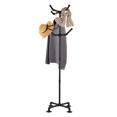 6 Hook Vintage Floor Standing Carbon Steel Garment Coat Rack Clothes Hat Hanger