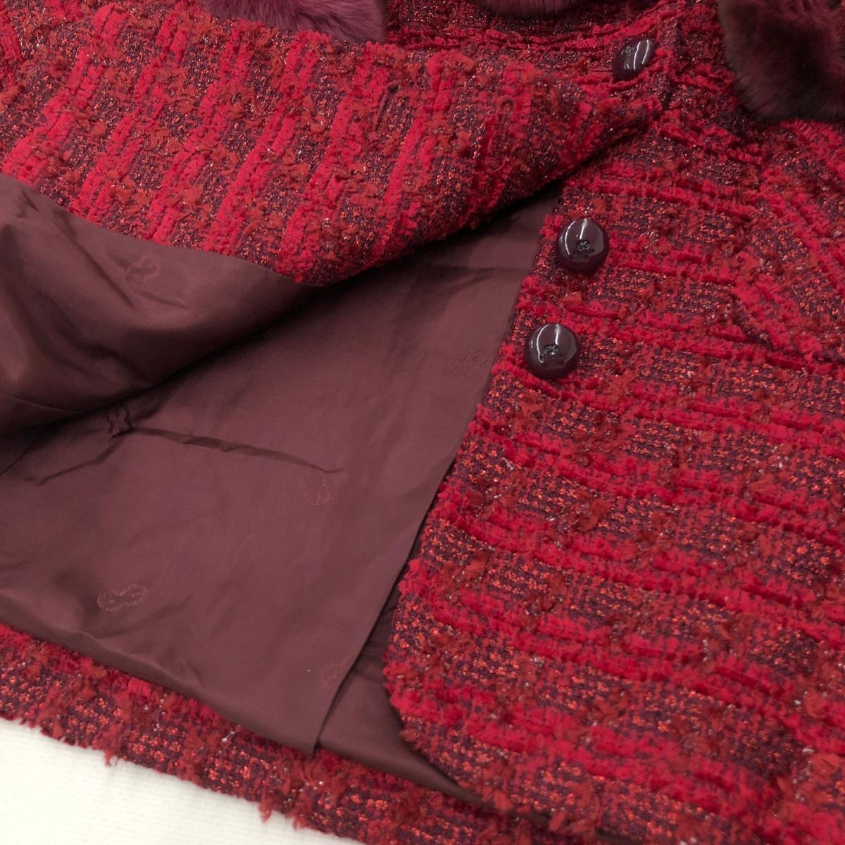 ESCADA Tweed Jacket Color Red Wool Blend Size 38 - image 10