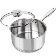 3 Quart Saucepan with Lid Thick Bottom Sauce Pan Stainless Steel Saucepan wit...