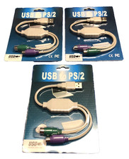 NEW LOT OF 3X ADDON USB to PS/2 Dual PS2 Converter Adapter