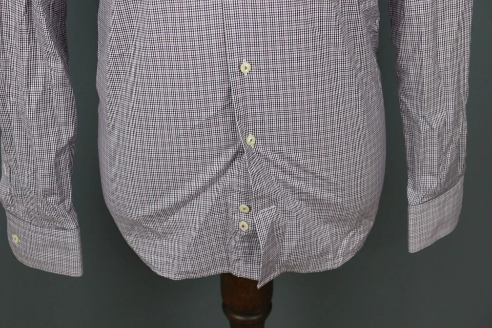 Eton Slim Fit Multicolor Check Long Sleeve Button Down Shirt Size 39 - Image 4 of 4