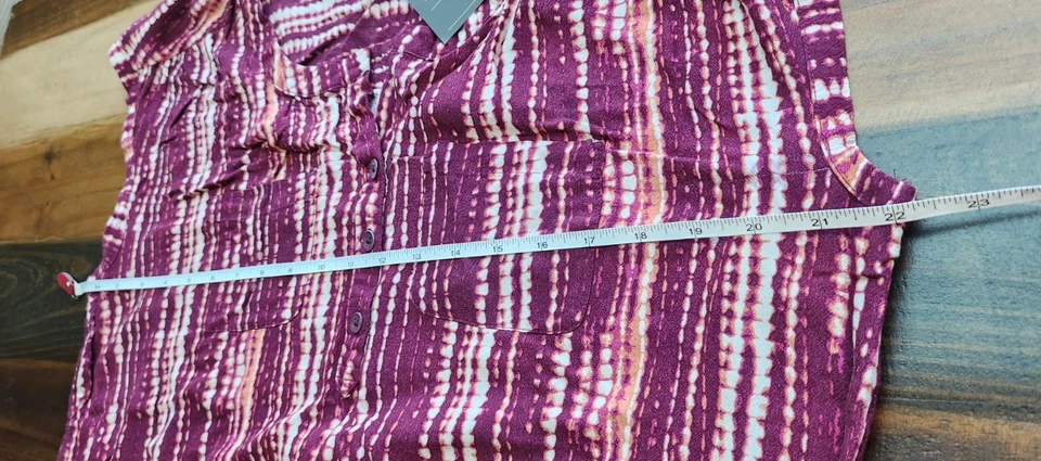 Vestido Eddie Bauer Sin Mangas Blanco/Púrpura Cordón en la Cintura, Bolsillos Talla 16 Nuevo con Etiquetas Foto 4 de 4