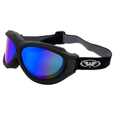 Global Vision Big Ben A/F Motorcycle Safety Goggles OTG Black w/Blue Mirror Lens