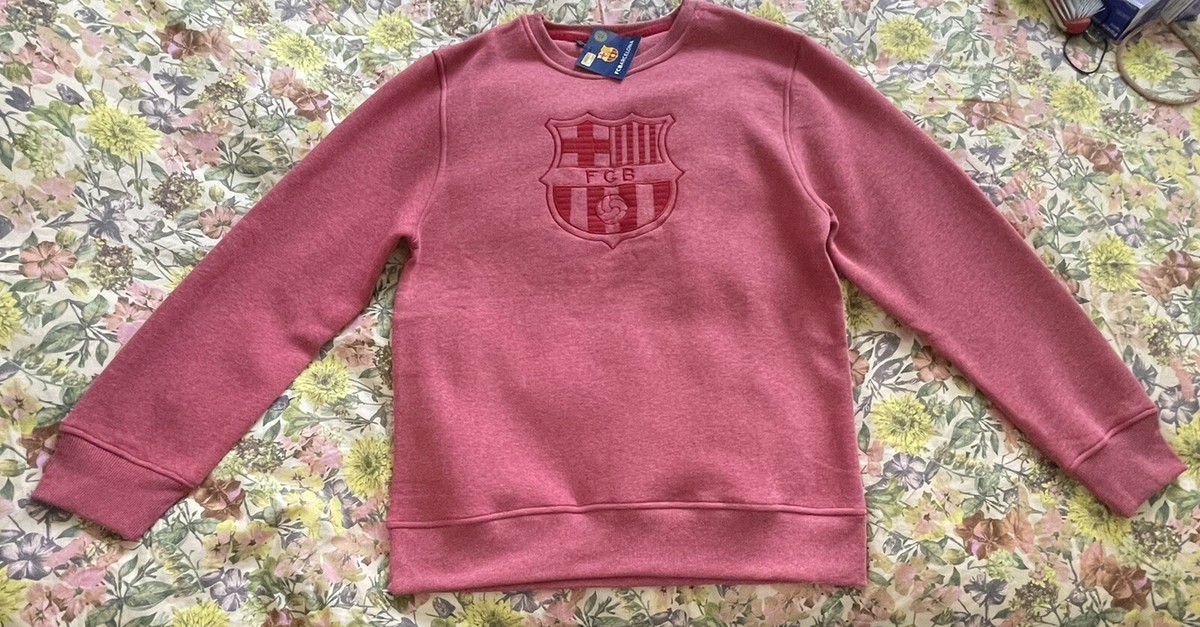 FCB BARCELONA FOOTBALL New Rare Pink SWEATSHIRT Jumper 42-44 Inch Chest