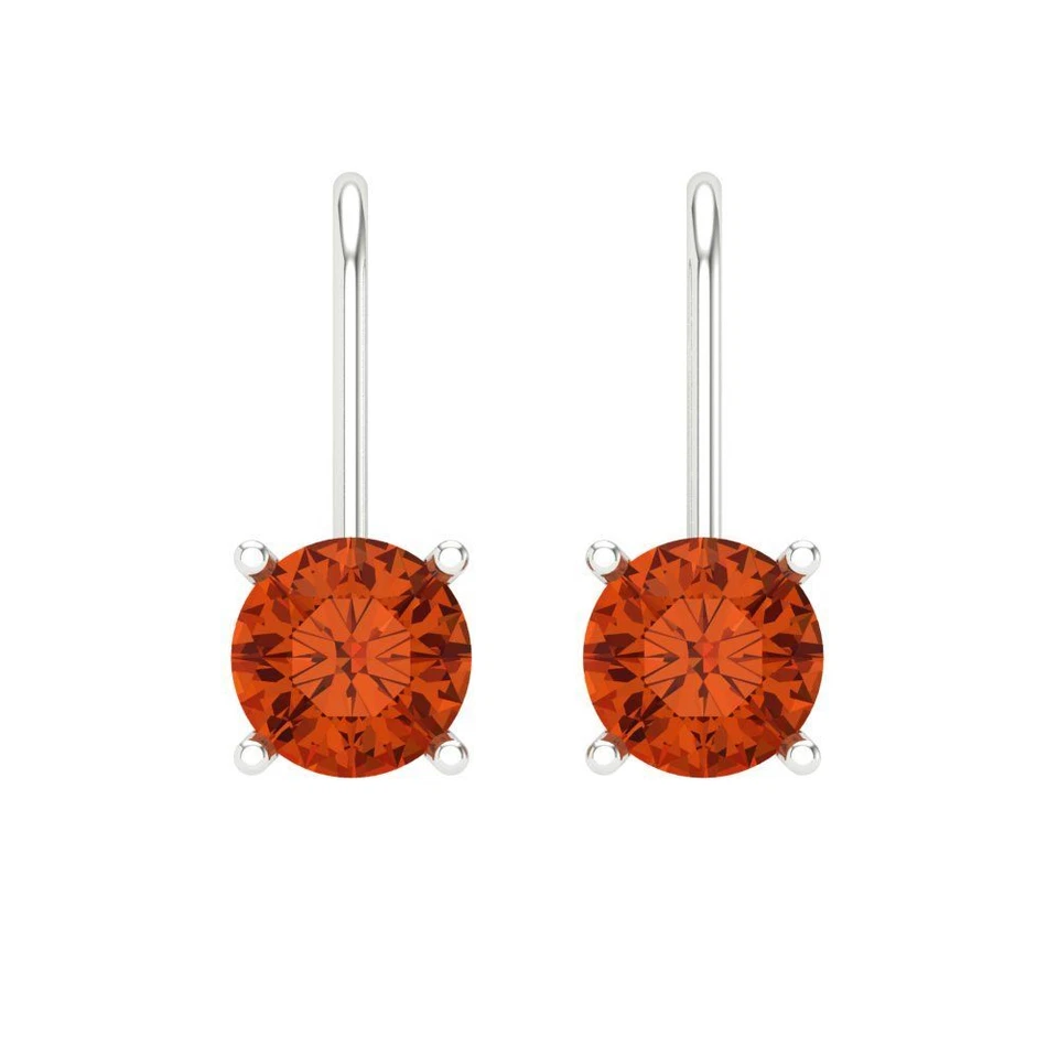 Red Zirconia Stud Earrings for Women, Lever Back (1.5 cttw, 6mm, Round-Cut) - Image 3 of 4