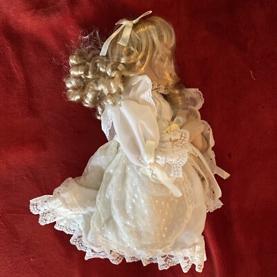 Collectible Kneeling Praying Little Girl Porcelain Doll with White