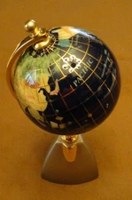 World Globe - H 7'' - Globe DIA 3'' - Stone - Blue Box - NEW