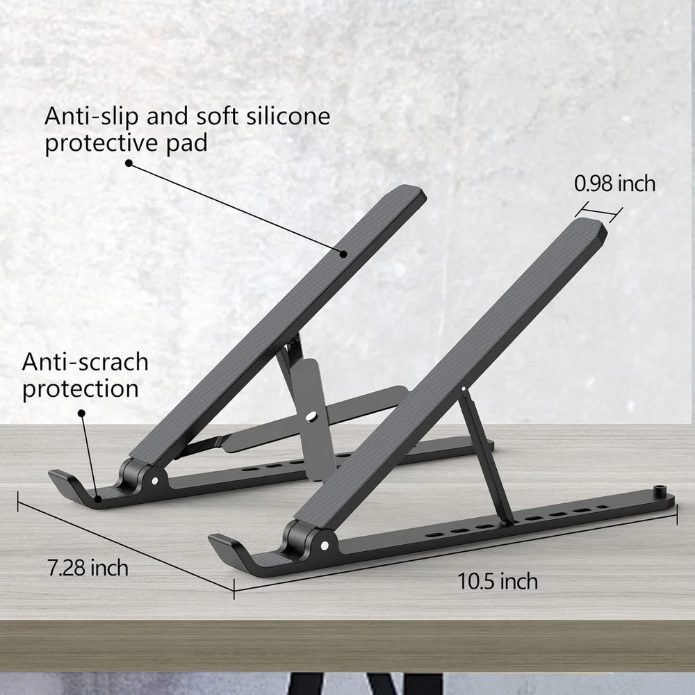 Laptop Stand for Desk , Adjustable  Riser Foldable Portable Holder for 10-15.6”