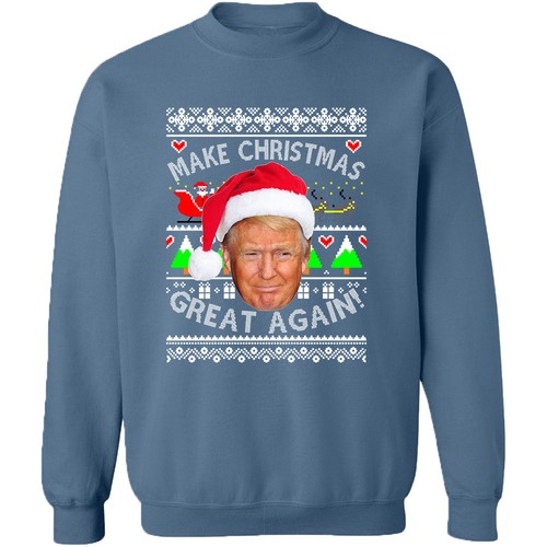 TRUMP MAKE CHRISTMAS GREAT AGAIN CREWNECK Xmas Sweatshirt Ugly Christmas Sweater - Picture 11 of 12