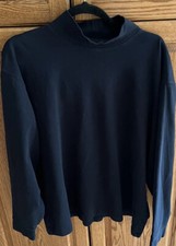LL Bean Mens XL Interlock Mock Turtleneck Navy Blue Long Sleeve 100 Cotton XXL