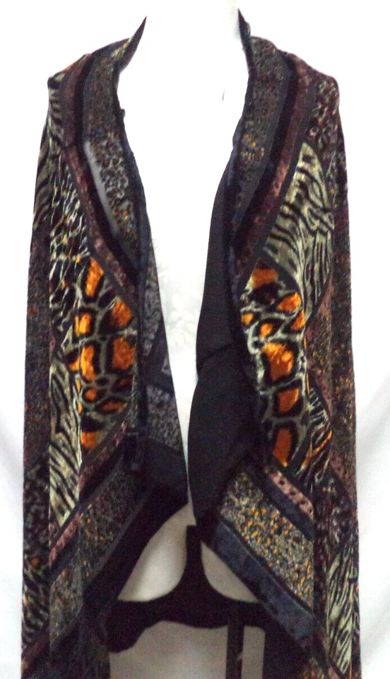 Carole Little Vintage Y2K Terciopelo Burnout Plumero Cardigan Mantón de Encubrimiento Talla 14 Foto 2 de 4