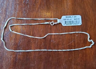 Sterling Silver Curb Chain Necklace Tarnish Free 20''