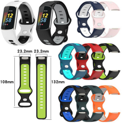 Für Fitbit Charge6/5 Silikon-Ersatz-Uhrenarmband Zweifarbiges Sportarmband