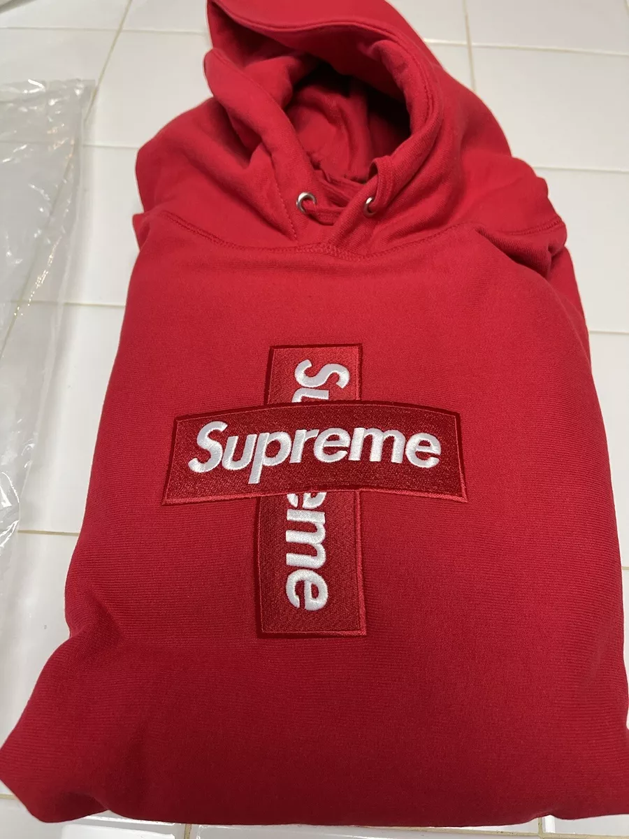 Cross Box Logo Hooded Sweatshirt 赤 Sサイズ-