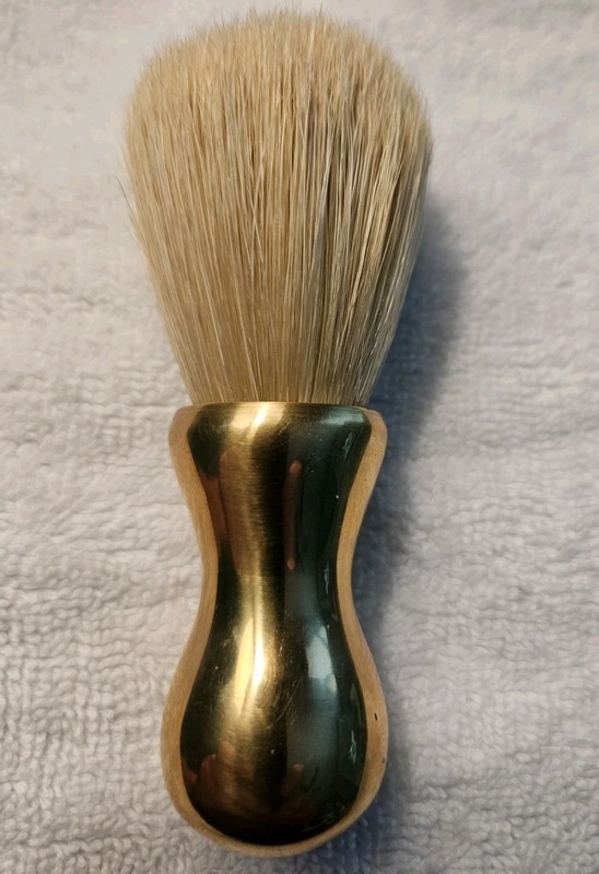 Vintage Solid Brass Shaving Brush Natural Bristle Mens Vanity Grooming 