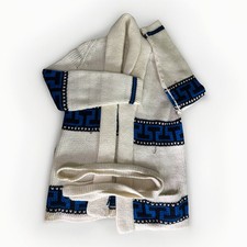 Vtg Hand Made Shawl Collar Southwestern Aztec 60s 70s Cardigan Sz M/L