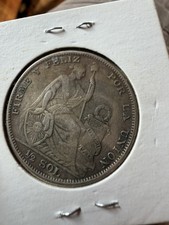 1935 Per&uacute; 1/2 Sol 0.500 Fine 6.25 g Silver Condition XF.