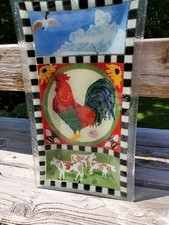 PEGGY KARR FUSED ART GLASS CHANTICLEER ROOSTER 14