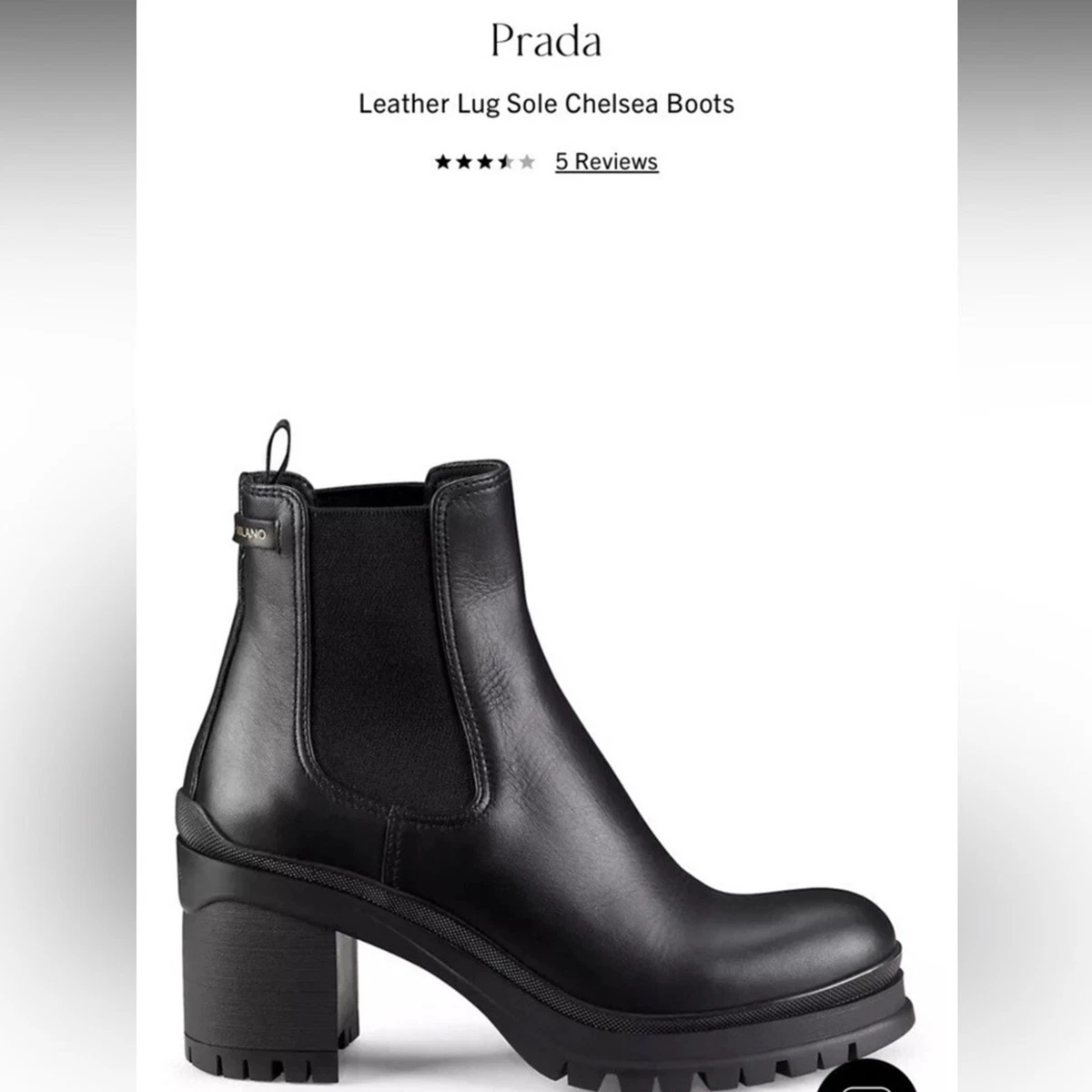 Prada Black Leather Platform Chelsea Boots Women’s EU 37.5 Made in Italy PRADA Chelsea Boots for Women for sale | eBay main image 4