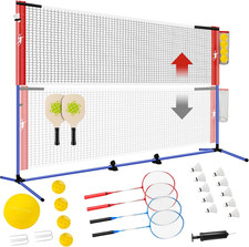Pickleball Badminton Net Set for Backyards, All-In-One Portable Volleyball Combo